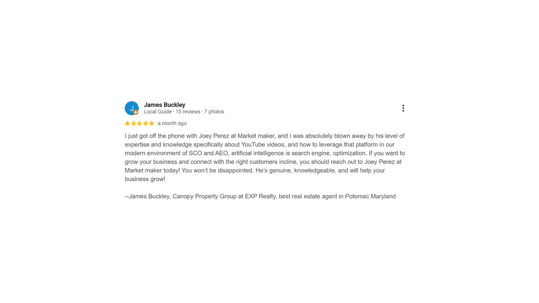 5-star Google review from Market Maker MGMT client 3